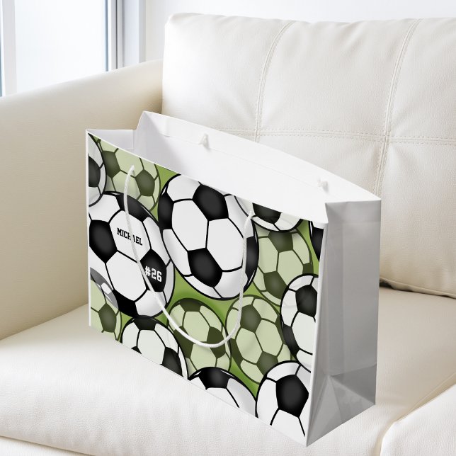 Sacola Para Presentes Grande Jovens do futebol Menino do Esporte Nome de Aniver (Criador carregado)