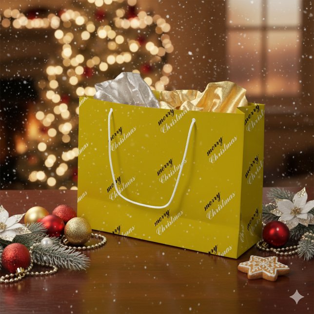 Sacola Para Presentes Grande Joyful Holiday Spirit Festive Merry Christmas (Joyful Holiday Spirit Festive Merry Christmas Large Gift Bag)