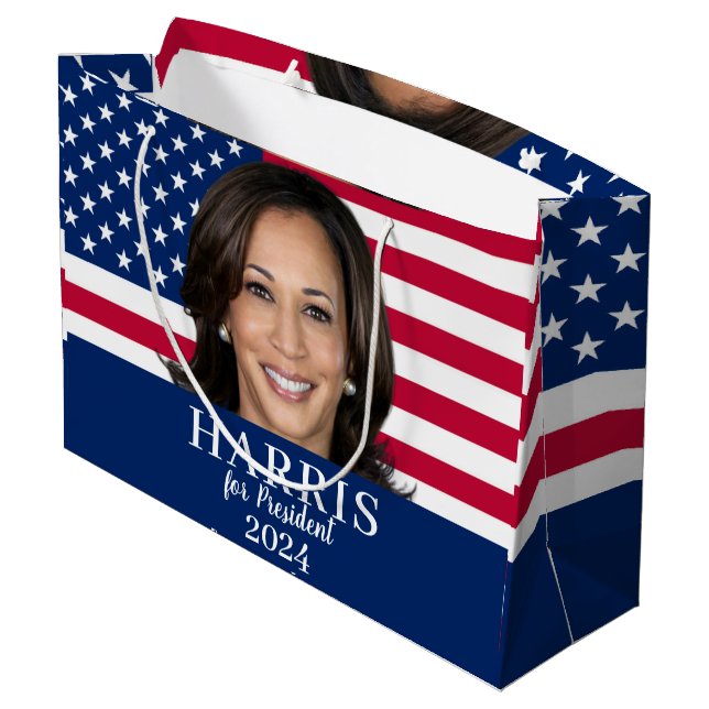 Sacola Para Presentes Grande Kamala Harris Para O Presidente 2024 (Verso inclinado)