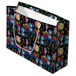 Sacola Para Presentes Grande Karaoke Neon Glow Singing Music Party