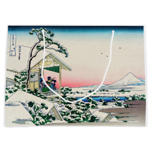 Sacola Para Presentes Grande Katsushika Hokusai - Casa de chá em Koishikawa
