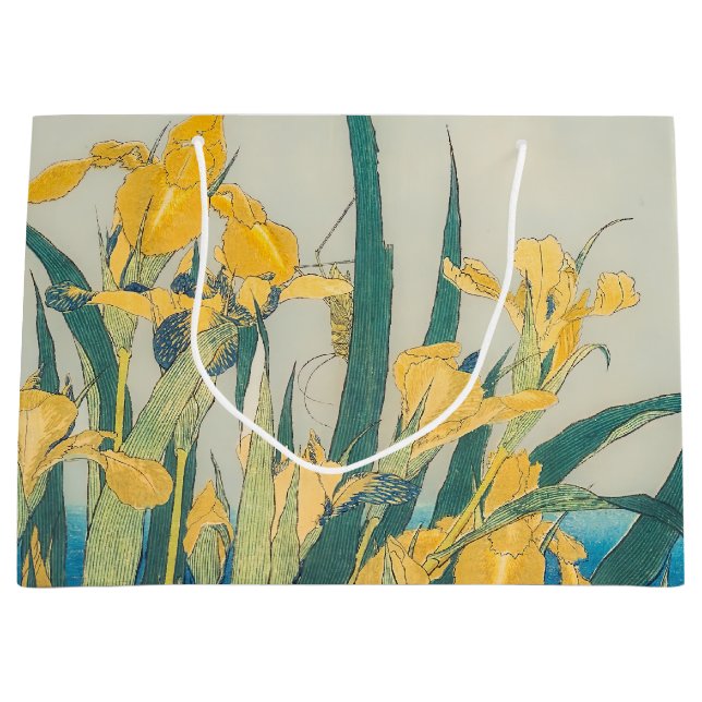 Sacola Para Presentes Grande Katsushika Hokusai - Gafanhoto e Iris (Frente)