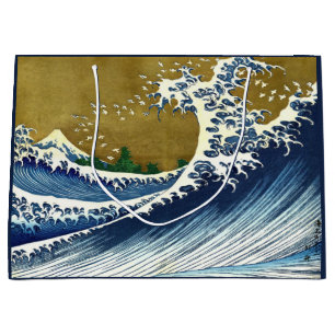 Sacola Para Presentes Grande Katsushika Hokusai - Onda Grande Colorida