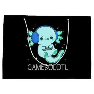Sacola Para Presentes Grande Kawaii Gamesolotl Axolotl Gamer