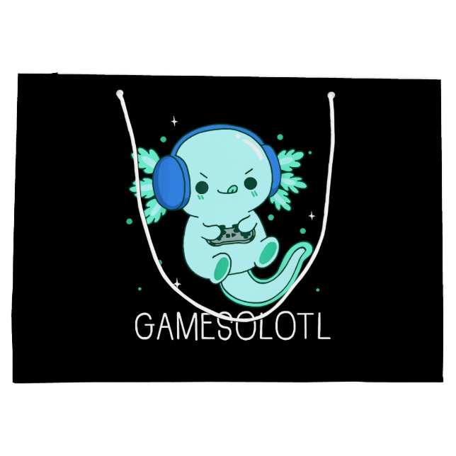 Sacola Para Presentes Grande Kawaii Gamesolotl Axolotl Gamer (Verso)