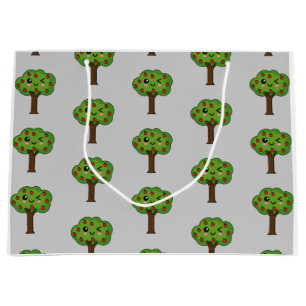 Sacola Para Presentes Grande Kawaii Happy Winking Apple Tree