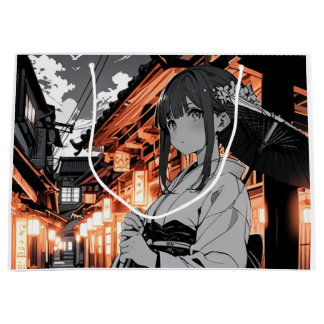 Sacola Para Presentes Grande KAWAII Japanese Girl Paper bag