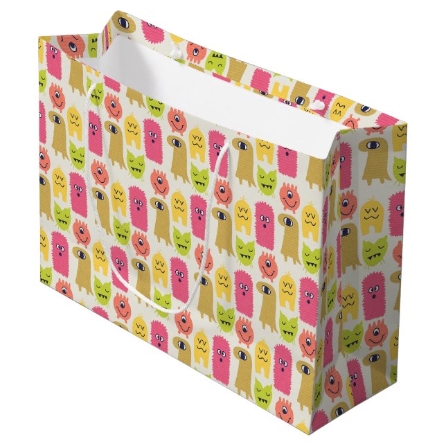 Sacola Para Presentes Grande Kawaii Monster Birthday Gift Bag Grande (Frente inclinada)