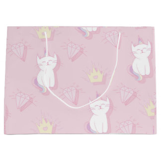 Sacola Para Presentes Grande Kawaii Unicorn Cat Caticorn para Crianças