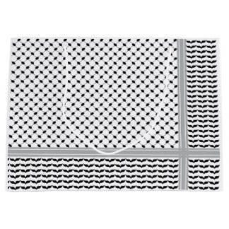 Sacola Para Presentes Grande Keffiyeh preto e branco palestino