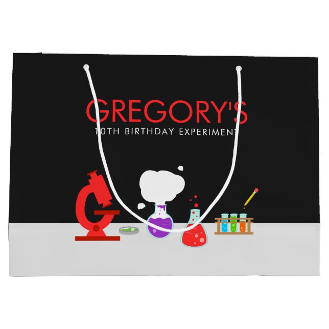 Sacola Para Presentes Grande Kids Science Lab Party (Verso)