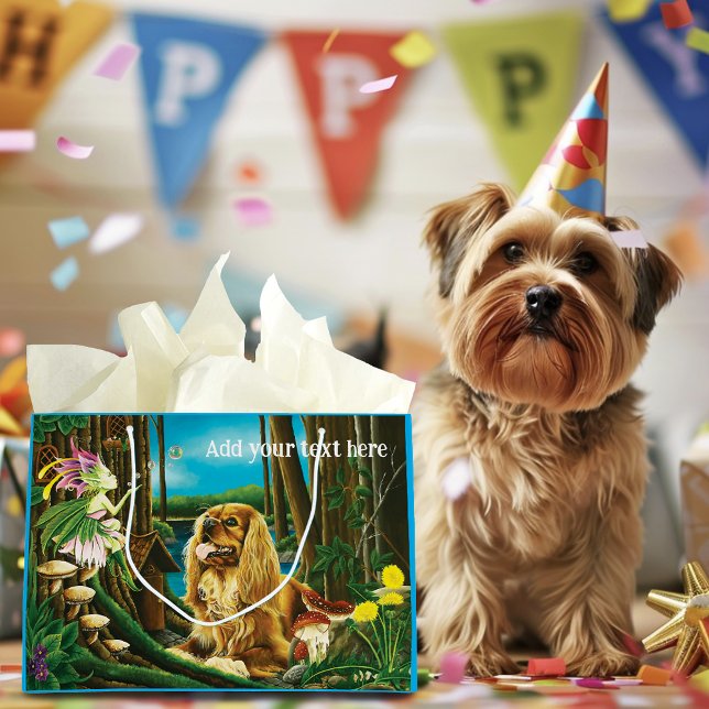 Sacola Para Presentes Grande King Charles Spaniel Sprite Fantasy (Criador carregado)