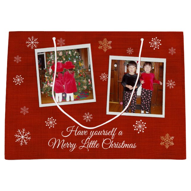 Sacola Para Presentes Grande Kisses Floco de Neve (Frente)