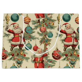 Sacola Para Presentes Grande Kitschy Santa and Ornaments