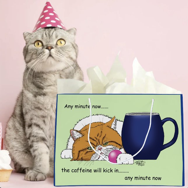 Sacola Para Presentes Grande Kitty PRECISA de Cafeína  (Criador carregado)