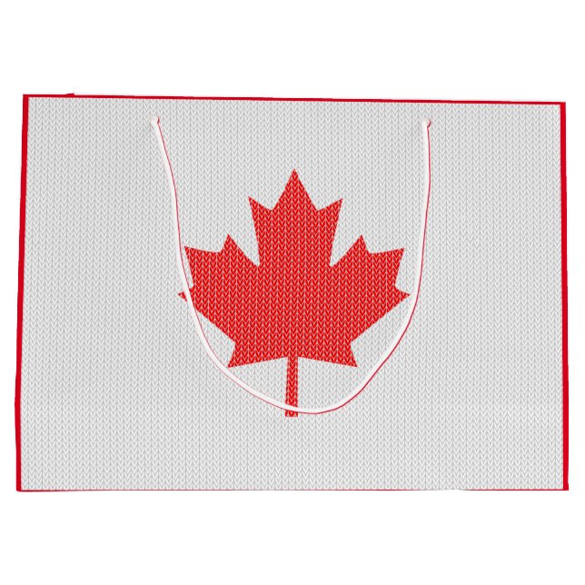Sacola Para Presentes Grande Knit Style Maple Leaf Knitting Motif (Verso)