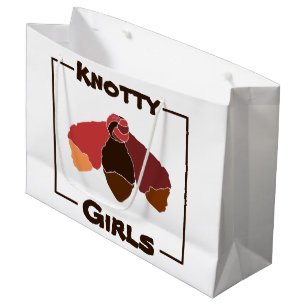 Sacola Para Presentes Grande Knotty Girls Black Girls Tied Knot of Natural Hair