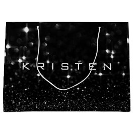 Sacola Para Presentes Grande Kristen Black White Glitter Favor Gift Spark