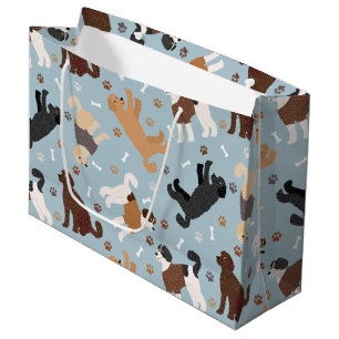 Sacola Para Presentes Grande Labradoodle / Ossos e patas de Goldendoodle