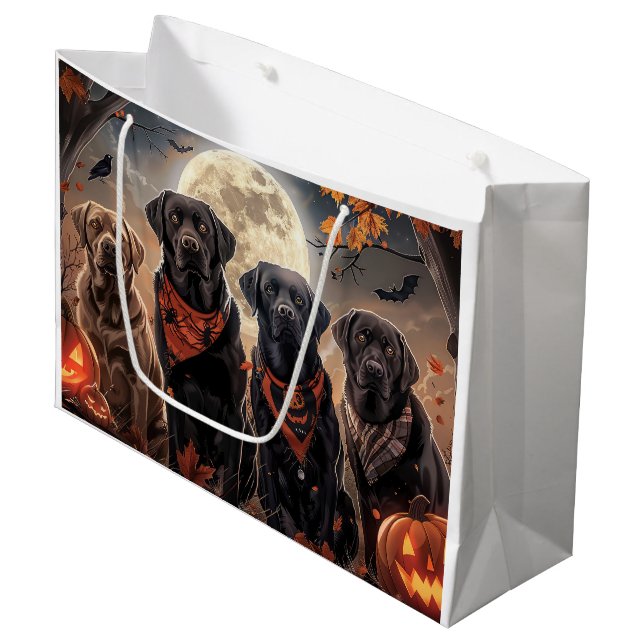 Sacola Para Presentes Grande Labrador Halloween Assustador (Frente inclinada)