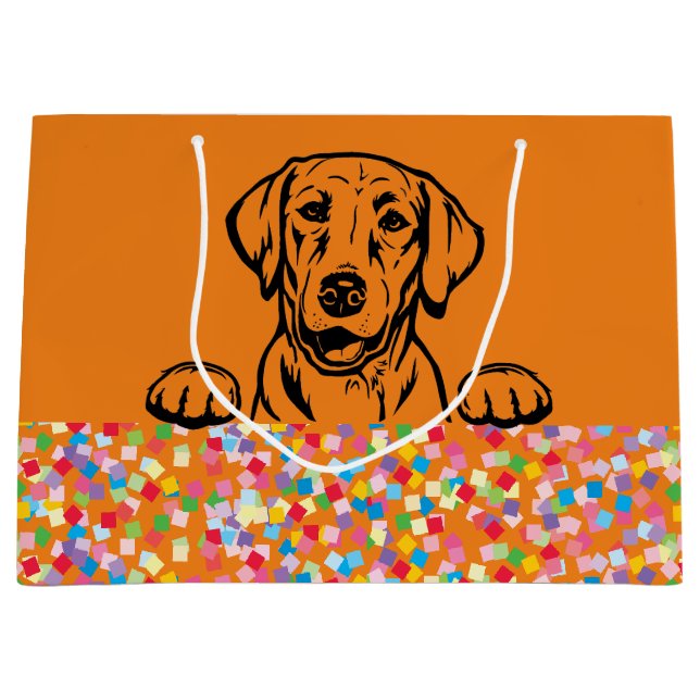 Sacola Para Presentes Grande Labrador Party Confetti Gift Bag (Frente)