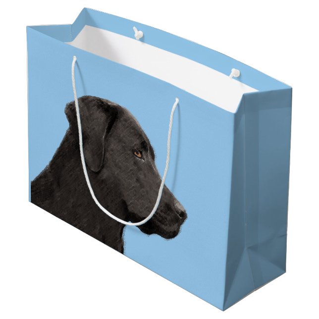 Sacola Para Presentes Grande Labrador Retriever Black Pintura Original (Verso inclinado)