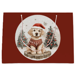 Sacola Para Presentes Grande Labrador Retriever Christmas Puppy