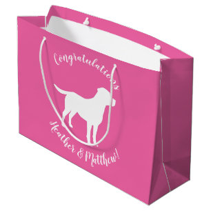 Sacola Para Presentes Grande Labrador Tema Cão - Chá de fraldas Rosa