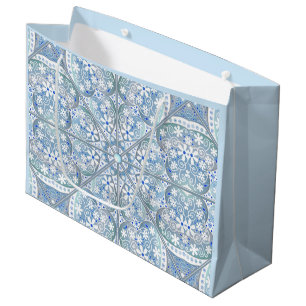 Sacola Para Presentes Grande Lace cerâmico Azul claro