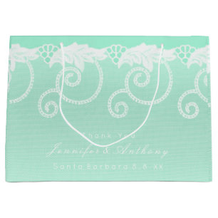 Sacola Para Presentes Grande Laço real branco Wedding nupcial do verde da