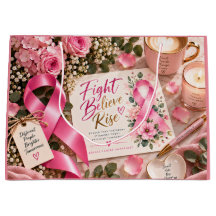 Laço Rosa Floral Conscientização do Câncer de Mama