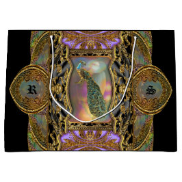 Sacola Para Presentes Grande Lady Peacock Monograma Black Elegant