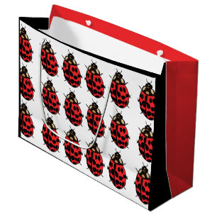 Sacola Para Presentes Grande Ladybug Red Black Insett Ladybug
