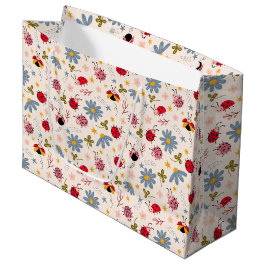 Sacola Para Presentes Grande Ladybug Wildflower Pattern