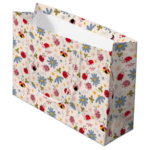 Sacola Para Presentes Grande Ladybug Wildflower Pattern