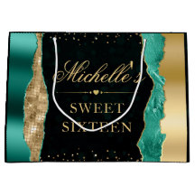Lágrimas Glam Teal e Dourado Bokeh Sweet Sixteen