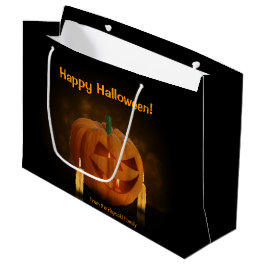 Sacola Para Presentes Grande Lanterna de Abóbora Halloween com Velas