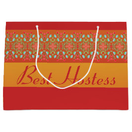 Sacola Para Presentes Grande Laranja Dourado Vermelho E Amarelo