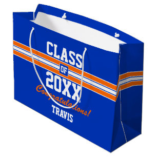 Sacola Para Presentes Grande Laranja e Azul Graduação Personalizada Grande Sa