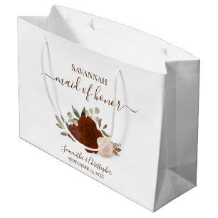 Sacola Para Presentes Grande Laranja Enferrujado Boho Outono Rosas Casamento Da