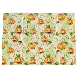 SACOLA PARA PRESENTES GRANDE LARANJA, OBRIGADO AOS BOMBEIROS COM FOLHAS VERDES