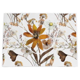 Sacola Para Presentes Grande Laranja Queimado Flor Simples Floral