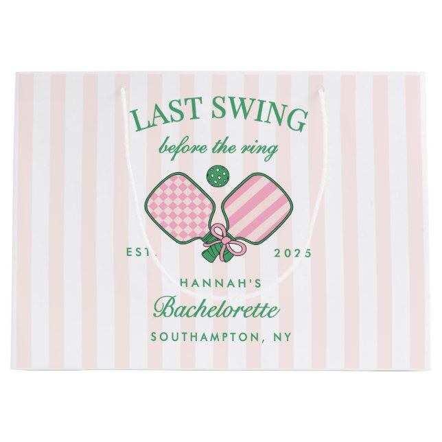 Sacola Para Presentes Grande Last Swing Before The Ring Pickleball Bach Weekend (Frente)