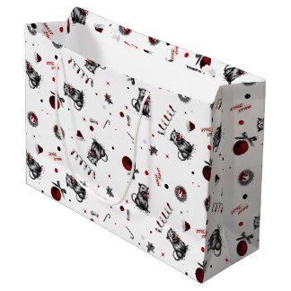 Sacola Para Presentes Grande Lata de Natal Trashy Gambá Mastigando Enfeite de V