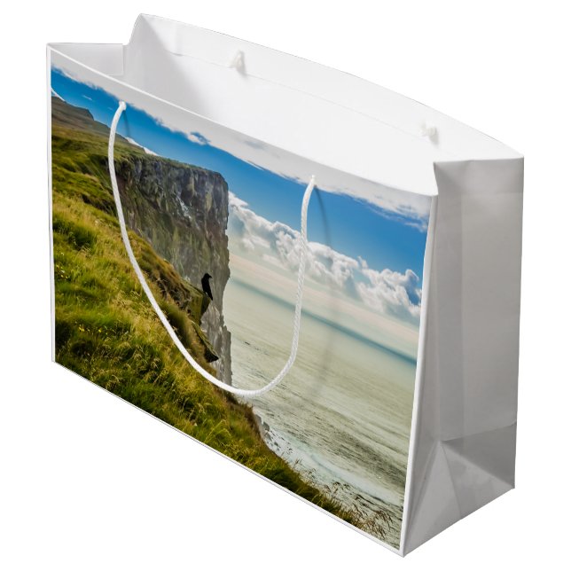 Sacola Para Presentes Grande Latrabjarg cliffs, Islândia (Verso inclinado)