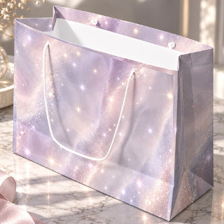 Sacola Para Presentes Grande Lavanda Brilho Celestial Elegante