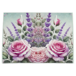 Sacola Para Presentes Grande Lavanda e barra de presentes do jardim Rosa