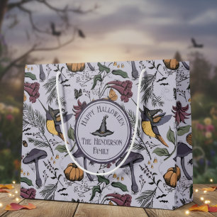 Sacola Para Presentes Grande Lavanda Spooky Halloween Hummingbird Garden