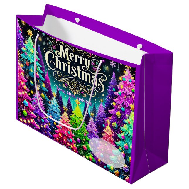 Sacola Para Presentes Grande Lavender Merry Christmas (Frente inclinada)