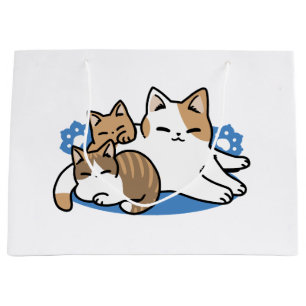Sacola Para Presentes Grande Lazer - Design de Gatos Preguiçosos